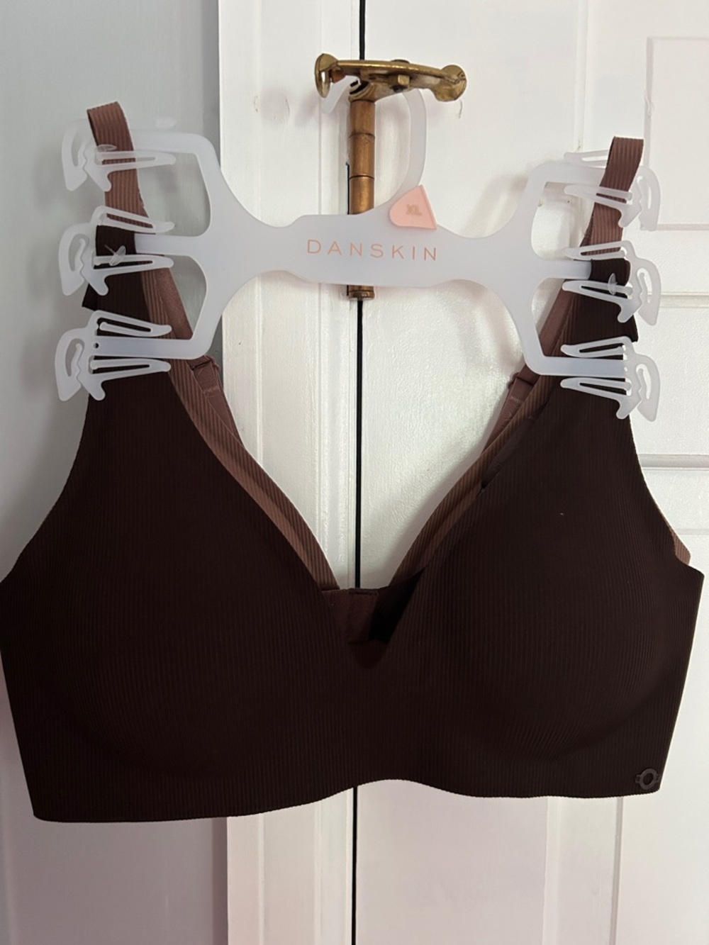 Danskin Ribbed Wireless Bra in Chocolate Brown